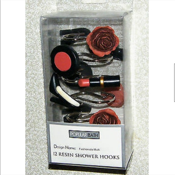 Diva Fashionista Shower Curtain Fashion Hooks Set of 12 Resin Hooks - Picture 2 of 11